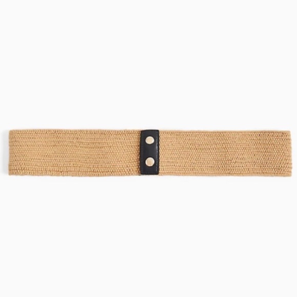 ๐ Black Faux Leather & Tan Straw Stretch Belt 1 1X 14 16 NWT Torrid New! - Picture 3 of 4